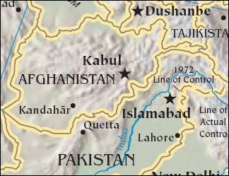 Map: Pakistan and Afghanistan in Winter