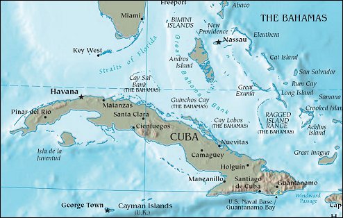 map of cuba and us