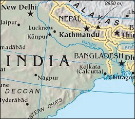 Map: Northern India and Bangladesh