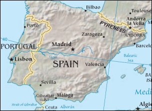 Map: Spain and Portugal from Space